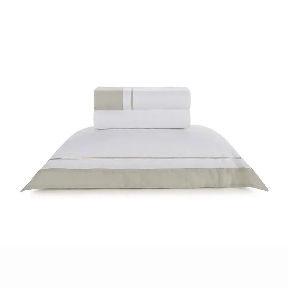 Jogo de Cama Solteiro Fiesole 4 Pçs 200 Fios 100% Algodão Branco / Grigio Trussardi