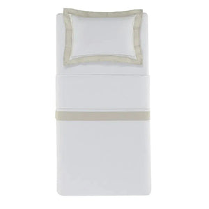 Jogo de Cama Solteiro Fiesole 4 Pçs 200 Fios 100% Algodão Branco / Grigio Trussardi