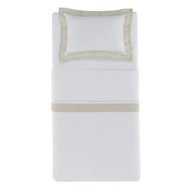 Jogo de Cama Solteiro Fiesole 4 Pçs 200 Fios 100% Algodão Branco / Grigio Trussardi