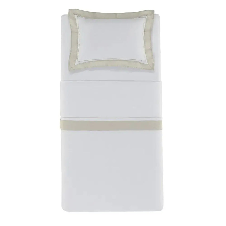 Jogo de Cama Solteiro Fiesole 4 Pçs 200 Fios 100% Algodão Branco / Grigio Trussardi