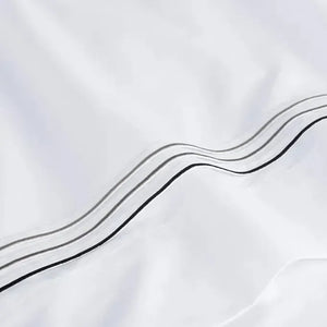 Jogo de Cama Solteiro Menfi 4 Pçs 200 Fios 100% Algodão Branco / Cinza Trussardi