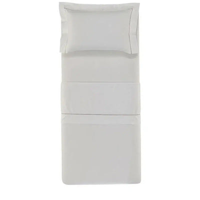 Jogo de Cama Solteiro Portello 3 Pçs 300 Fios 100% Algodão Egípcio Branco / Legno Trussardi