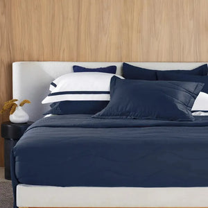 Jogo de Colcha Queen Novara 3 Pçs 300 Fios 100% Algodão Egípcio Azul Siciliano Trussardi