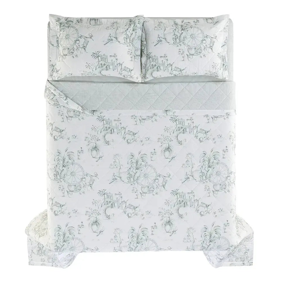 Jogo de Colcha Queen Ortigia 3 Pçs 200 Fios 100% Algodão Trussardi