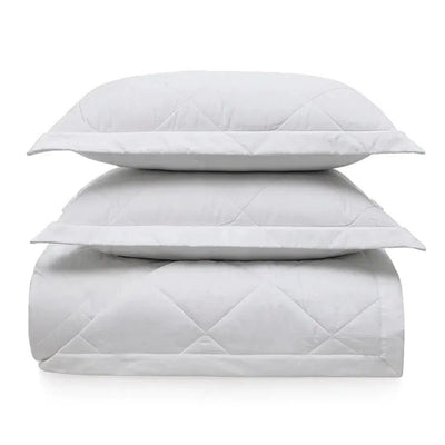 Jogo de Colcha King San Marco 3 Pçs 400 Fios Cetim 100% Algodão Egípcio Branco Trussardi