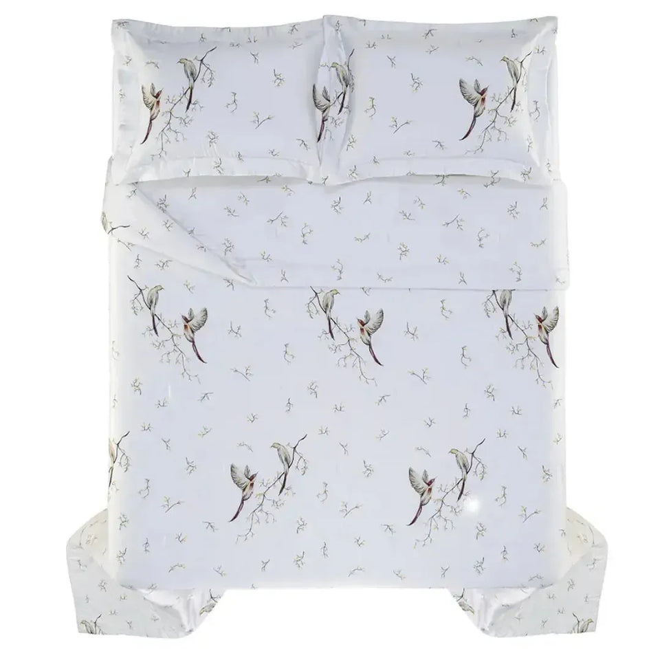 Jogo de Colcha King Uccelli 3 Pçs 300 Fios Cetim 100% Bambu Trussardi