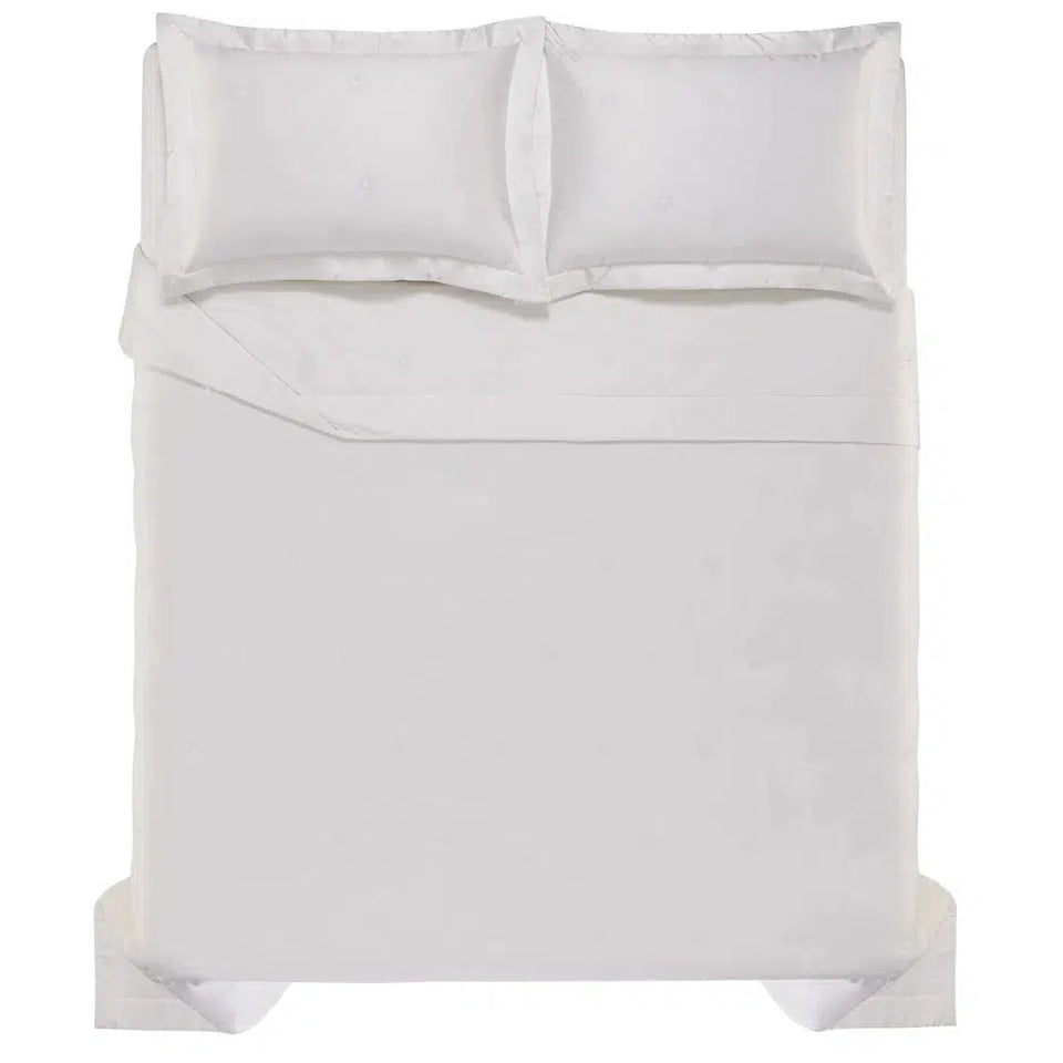 Jogo de Colcha Queen Mille 3 Pçs 1000 Fios 100% Algodão Egípcio Branco Trussardi