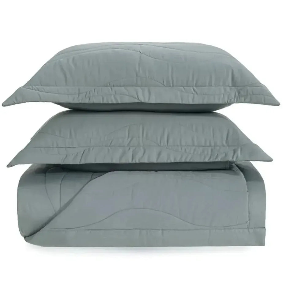 Jogo de Colcha Queen Novara 3 Pçs 300 Fios 100% Algodão Egípcio Azul Mare Trussardi