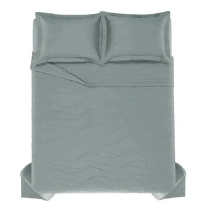 Jogo de Colcha Queen Novara 3 Pçs 300 Fios 100% Algodão Egípcio Azul Mare Trussardi