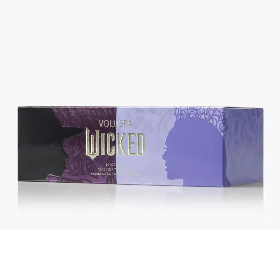 Kit 2 Mini Velas Lata Voluspa Wicked Collection Elphaba's / Glinda 25 Horas