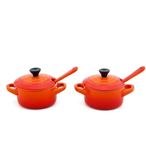 Kit 2 Potes Molho e Condimento Cerâmica Laranja Le Creuset