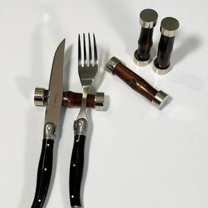 Kit 4 Descansos para Talheres Bambu Prateado 8cm