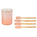 Kit 4 Espátulas de Silicone e Porta Utensílios Cerâmica Clássico Peche 1,1L Le Creuset