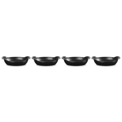 Kit 4 Mini Assadeiras Ovais Gourmand Matte Black 300ml 15cm Le Creuset