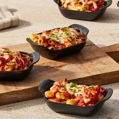 Kit 4 Mini Assadeiras Retangulares Gourmand Matte Black 300ml 13cm Le Creuset