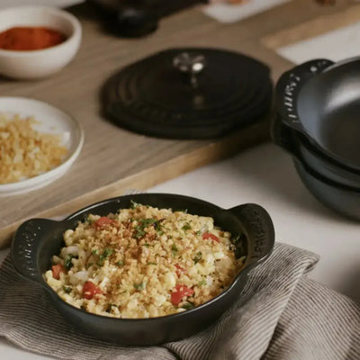 Kit 4 Mini Caçarolas Buffet com Tampa Gourmand Matte Black 300ml 13cm Le Creuset