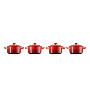 Kit 4 Mini Cocottes Clássicos Vermelhos 250ml 10cm Le Creuset