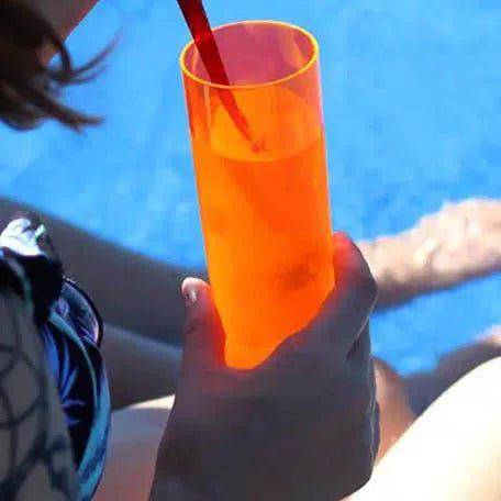 Kit 6 Copos Long Drink Acrílico 370ml Laranja Neon