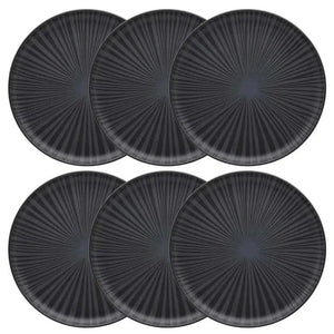 Kit 6 Pratos Rasos Cerâmica Ônix 26cm