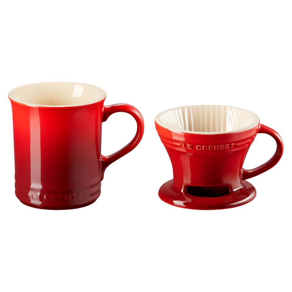 Kit Coador + Caneca Seattle 400ml Cerãmica Vermelho Le Creuset