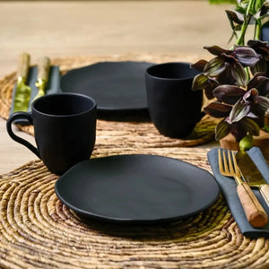 Kit Lanches 4 peças Stoneware Orgânico Preto Matte Porto Brasil