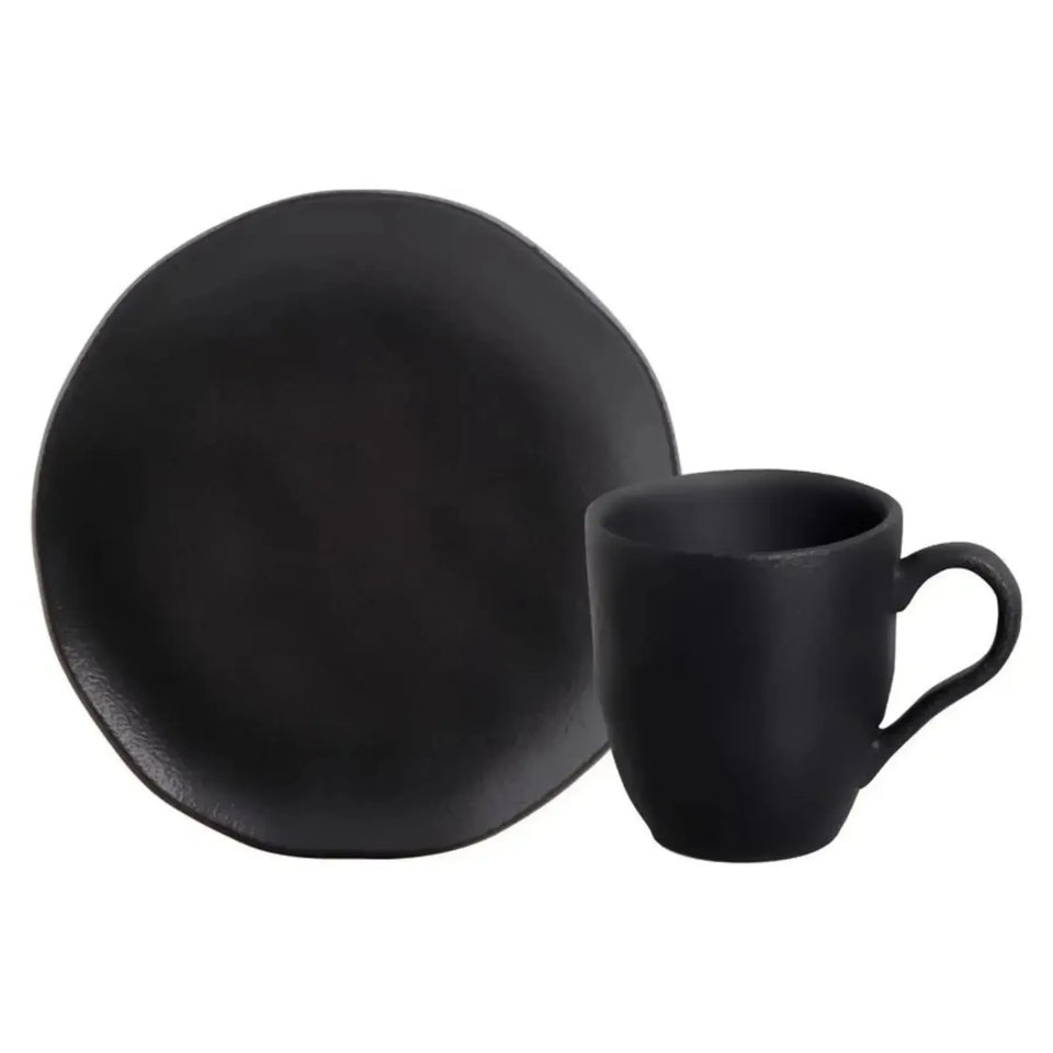 Kit Lanches 4 peças Stoneware Orgânico Preto Matte Porto Brasil