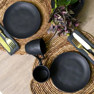 Kit Lanches 4 peças Stoneware Orgânico Preto Matte Porto Brasil