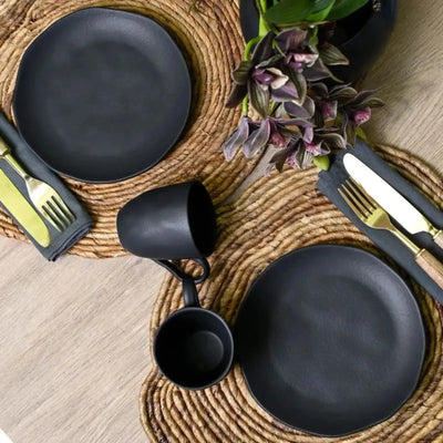 Kit Lanches 4 peças Stoneware Orgânico Preto Matte Porto Brasil