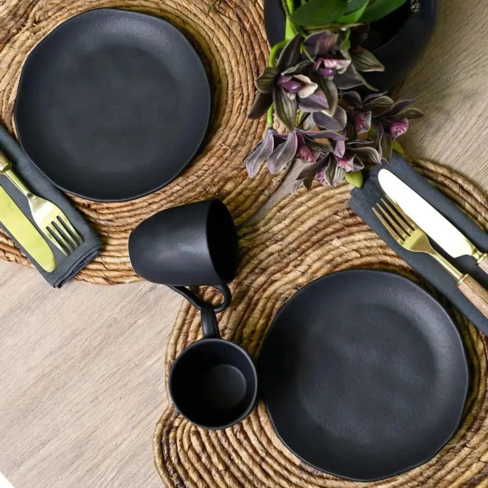 Kit Lanches 4 peças Stoneware Orgânico Preto Matte Porto Brasil