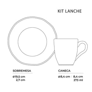 Kit Lanches 4 peças Stoneware Orgânico Shiny Porto Brasil