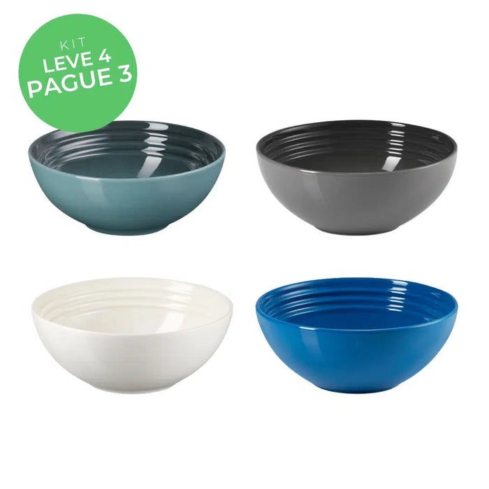 Kit Le Creuset 02 - Leve 4, Pague 3: 4 Bowls Redondos Cerâmica Sortidos 16cm