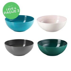 Kit Le Creuset 03 - Leve 4, Pague 3: 4 Bowls Redondos Cerâmica Sortidos 16cm