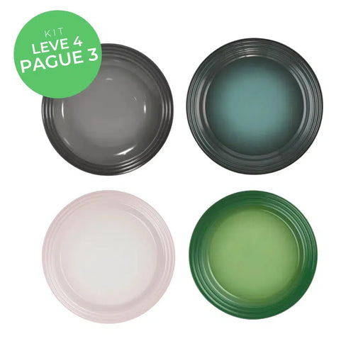 Kit Le Creuset 03 - Leve 4, Pague 3: 4 Pratos Rasos Cerâmica Sortidos 27cm