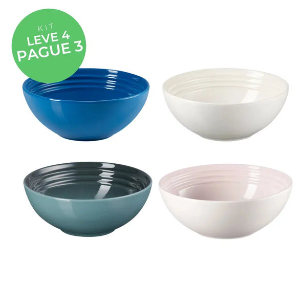 Kit Le Creuset 04 - Leve 4, Pague 3: 4 Bowls Redondos Cerâmica Sortidos 16cm