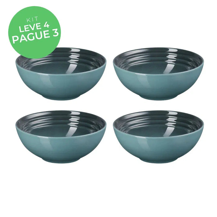 Kit Le Creuset - Leve 4, Pague 3: 4 Bowls Redondos Cerâmica Ocean 16cm