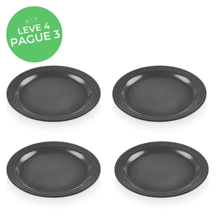 Kit Le Creuset - Leve 4, Pague 3: 4 Pratos Rasos Cerâmica 27cm Flint