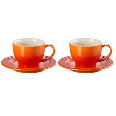 Kit com 2 Canecas 200ml para Café Expresso com Pires Laranja Le Creuset