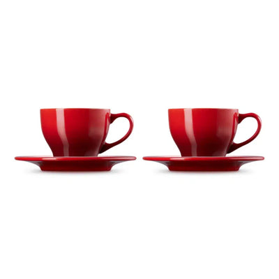 Kit com 2 Canecas 200ml para Café Expresso com Pires Vermelho Le Creuset