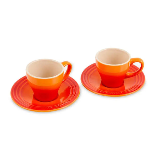 Kit com 2 Canecas 70ml para Café Expresso com Pires Laranja Le Creuset