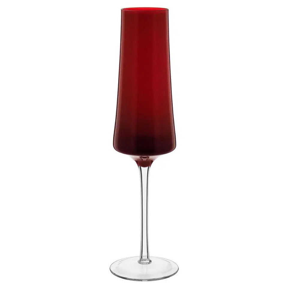 Kit com 2 Taças para Espumante em Cristal Sommelier 210ml Vermelho