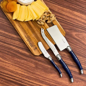 Kit com 3 Facas para Queijo Luxo Azul Marinho Laguiole La Maison