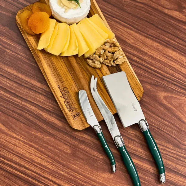 Kit com 3 Facas para Queijo Luxo Verde Laguiole La Maison