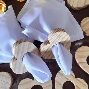 Kit com 4 Anéis para Guardanapo Madeira Coração