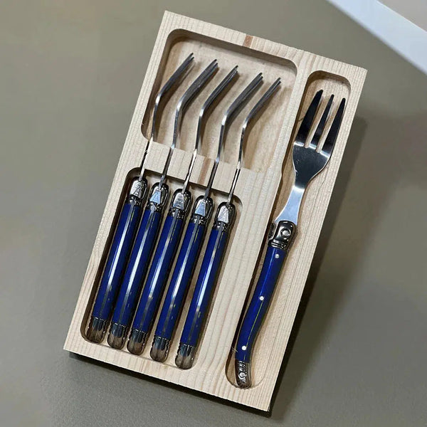 Kit com 6 Garfos para Sobremesa Luxo Azul Marinho Laguiole La Maison