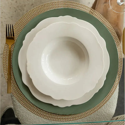 Kit com 6 Pratos Fundos Porcelana Wolff Maldivas Branco 23cm