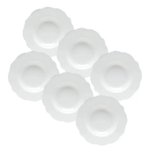 Kit com 6 Pratos Fundos Porcelana Wolff Maldivas Branco 23cm