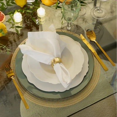 Kit com 6 Pratos Fundos Porcelana Wolff Maldivas Branco 23cm