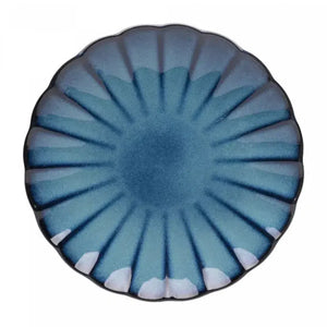 Kit com 6 Pratos de Sobremesa Cerâmica Scallop Azul 21cm