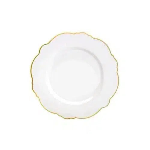 Kit com 6 Pratos de Sobremesa Porcelana Wolff Maldivas Fio Dourado 21cm