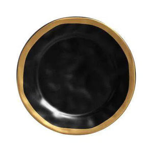 Kit com 6 Pratos de Sobremesa Preto Com Filete Amassada Scalla 20cm